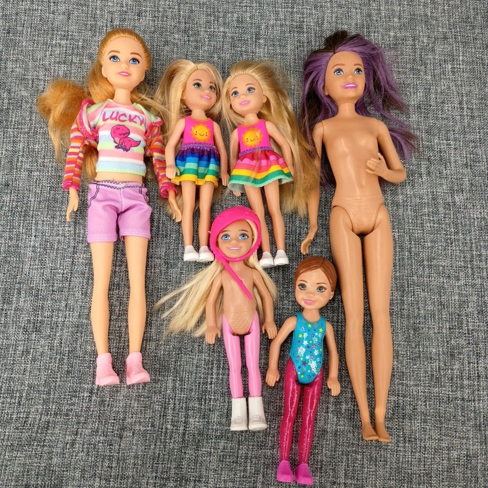 Stacie Skipper Chelsea Lot of 6 Barbie Doll Sister Purple Hair Bicycle Helmet